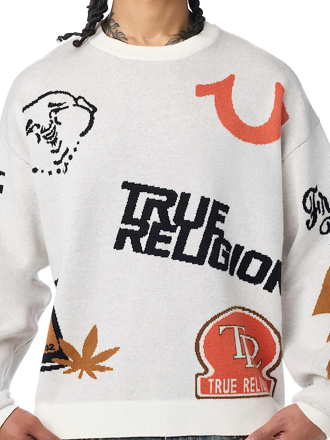 LONG SLEEVE MULTI-LOGO SWEATER