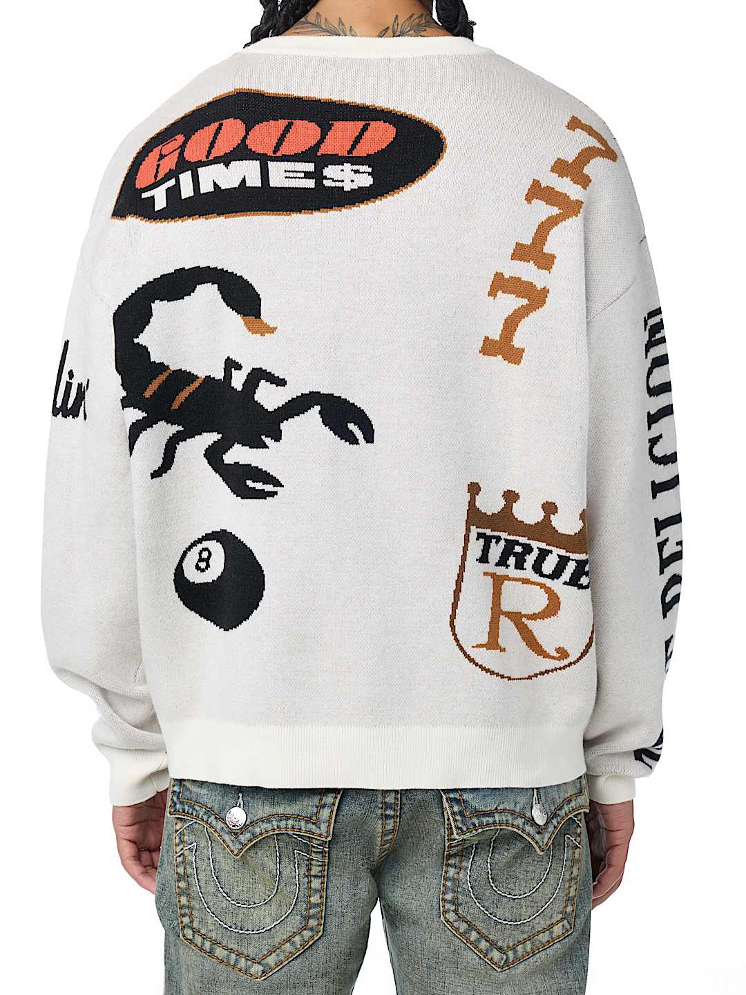LONG SLEEVE MULTI-LOGO SWEATER