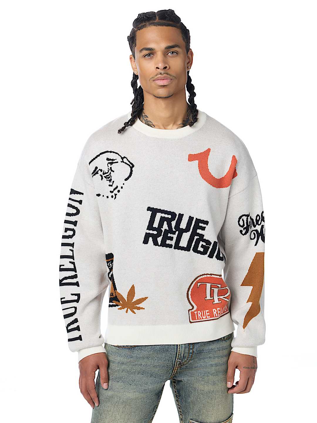LONG SLEEVE MULTI-LOGO SWEATER