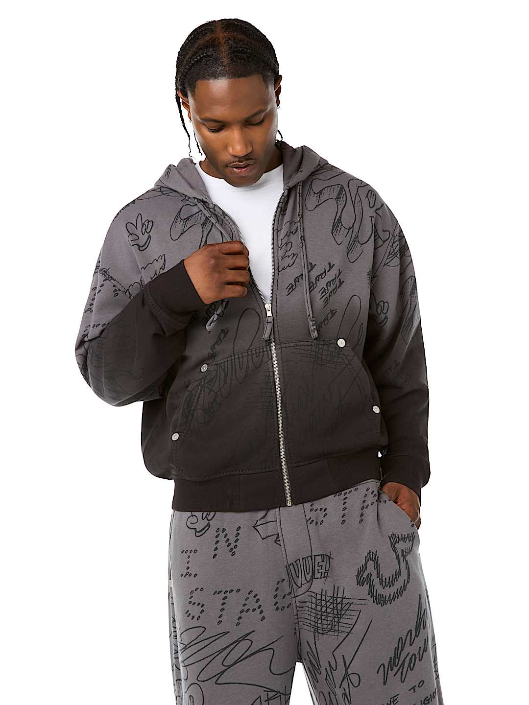 DIP-DYED BIG T BOXY ZIP HOODIE