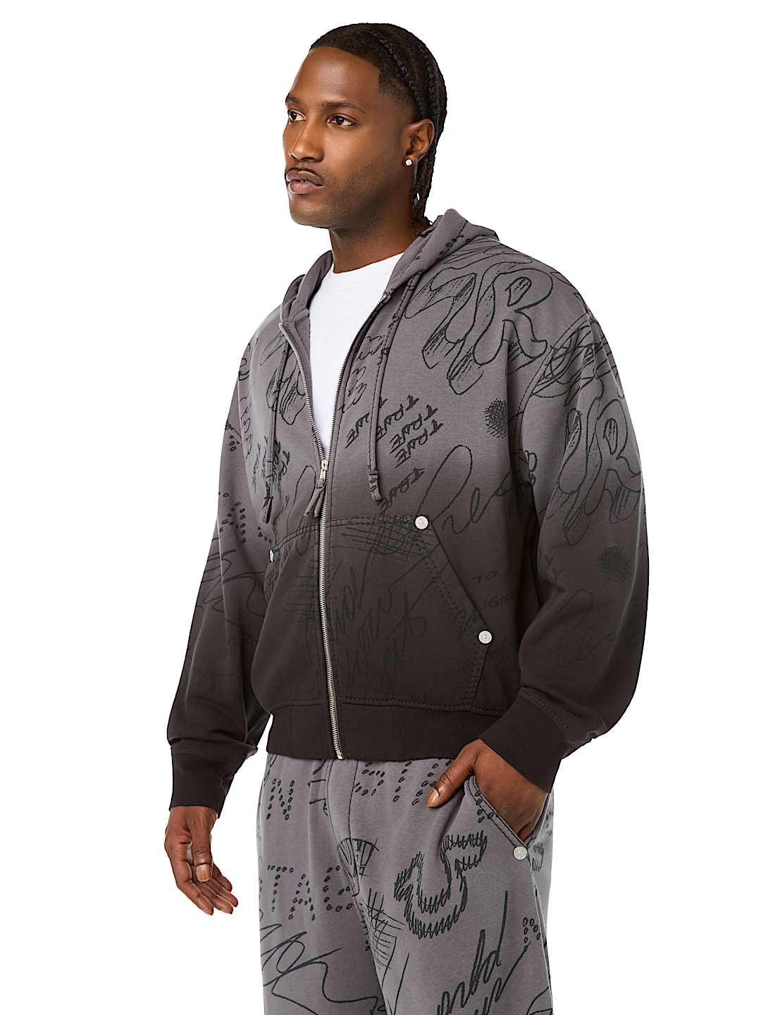 DIP-DYED BIG T BOXY ZIP HOODIE