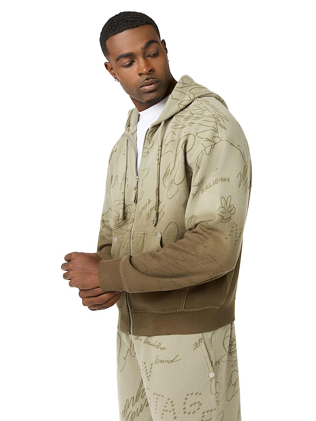 DIP-DYED BIG T BOXY ZIP HOODIE