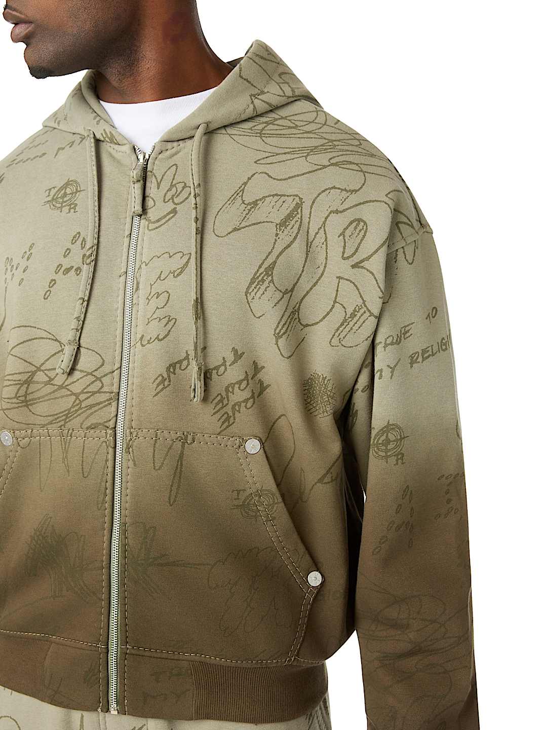 DIP-DYED BIG T BOXY ZIP HOODIE