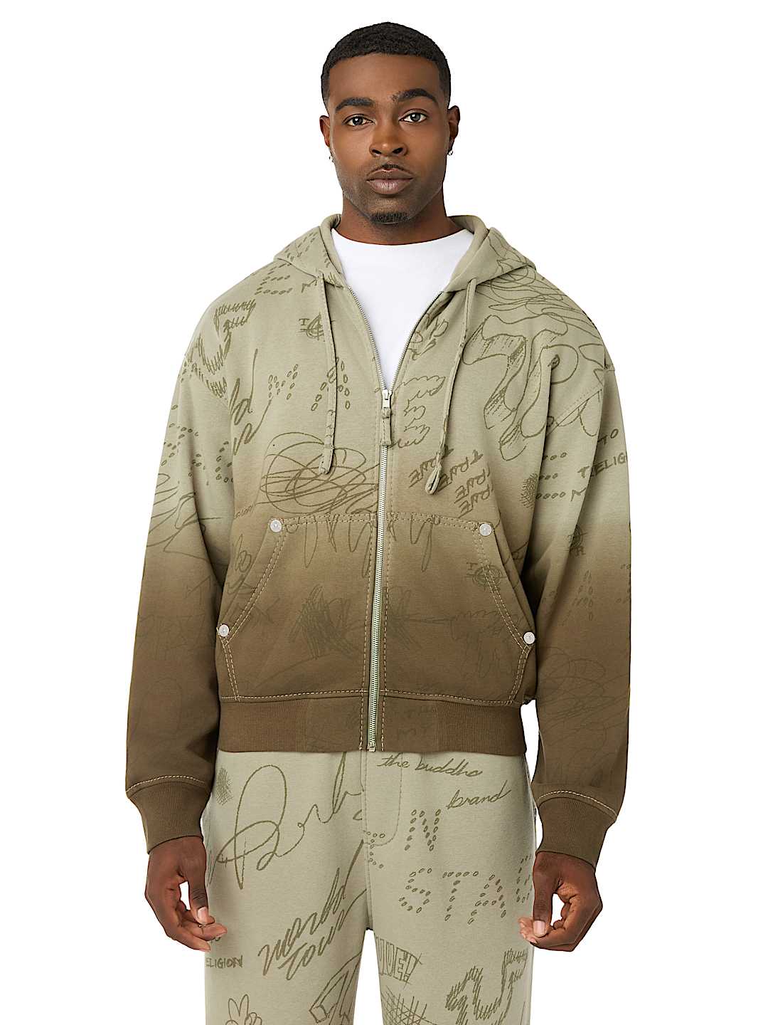 DIP-DYED BIG T BOXY ZIP HOODIE