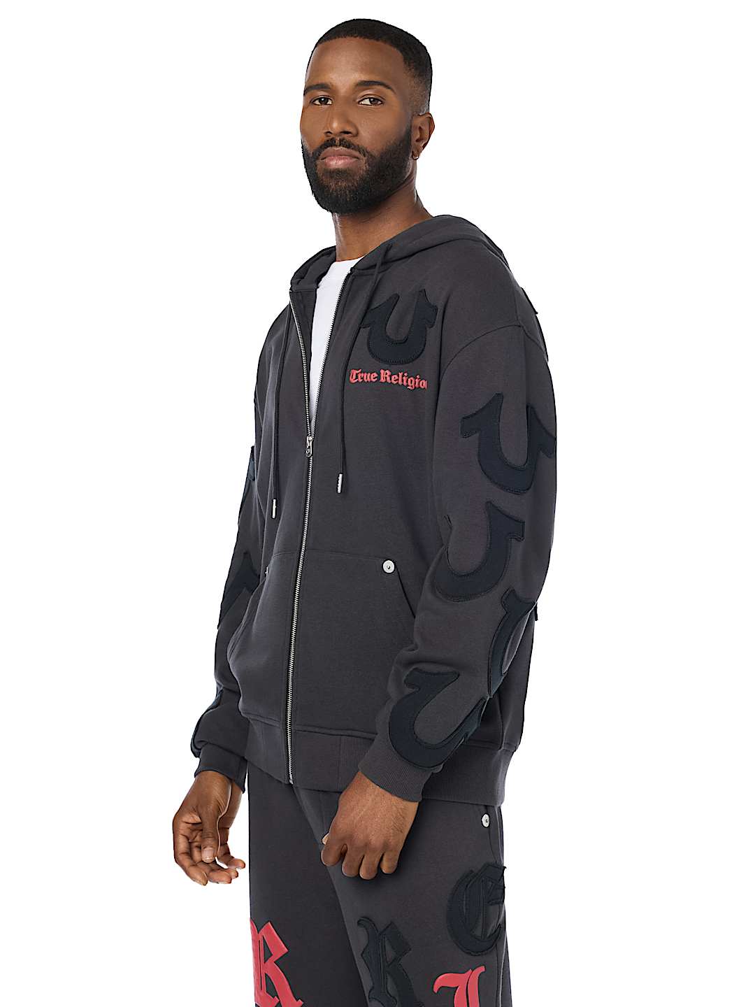 TOSSED LOGO ZIP HOODIE
