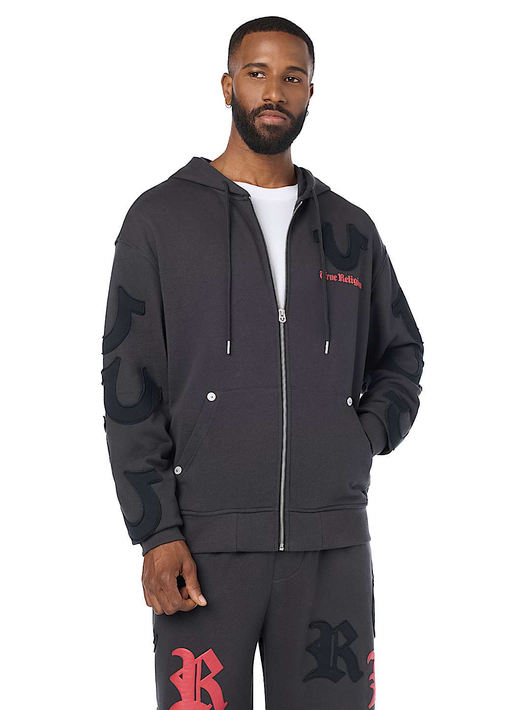 TOSSED LOGO ZIP HOODIE