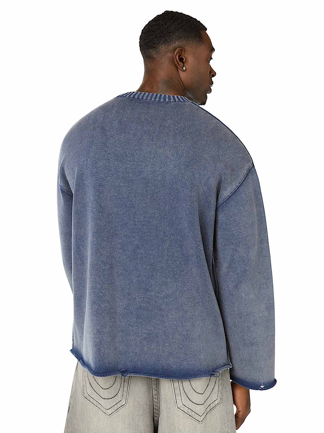 DENIM APPLIQU&Eacute; WASHED SWEATER