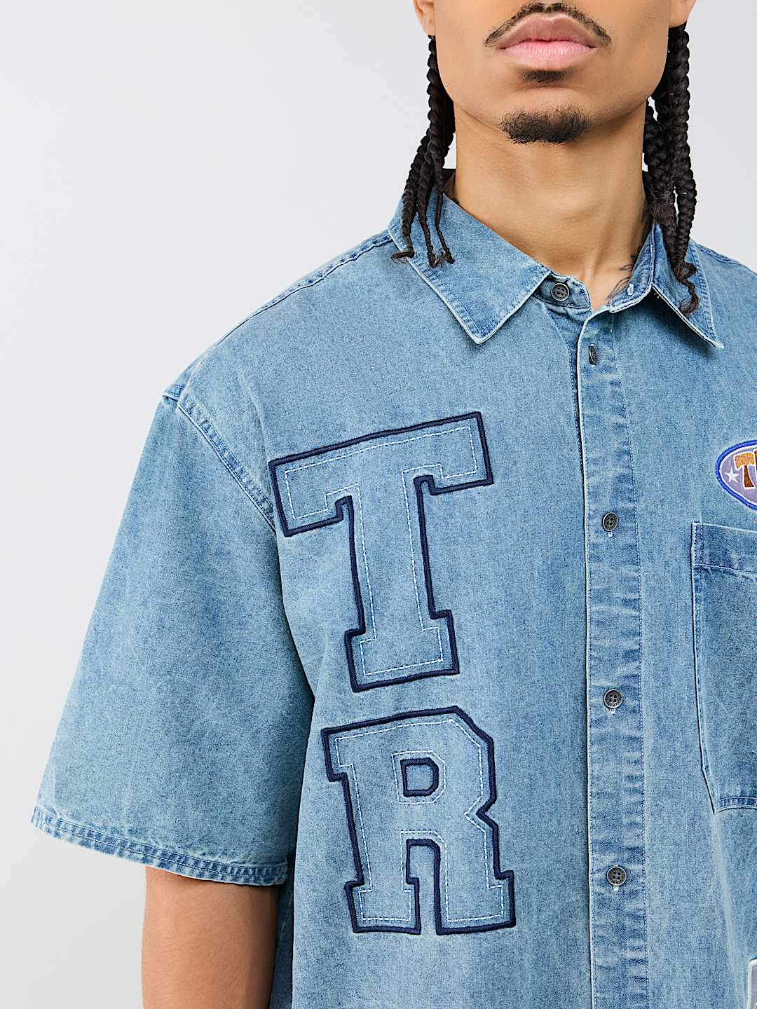 DENIM LOGO PATCHWORK SHIRT