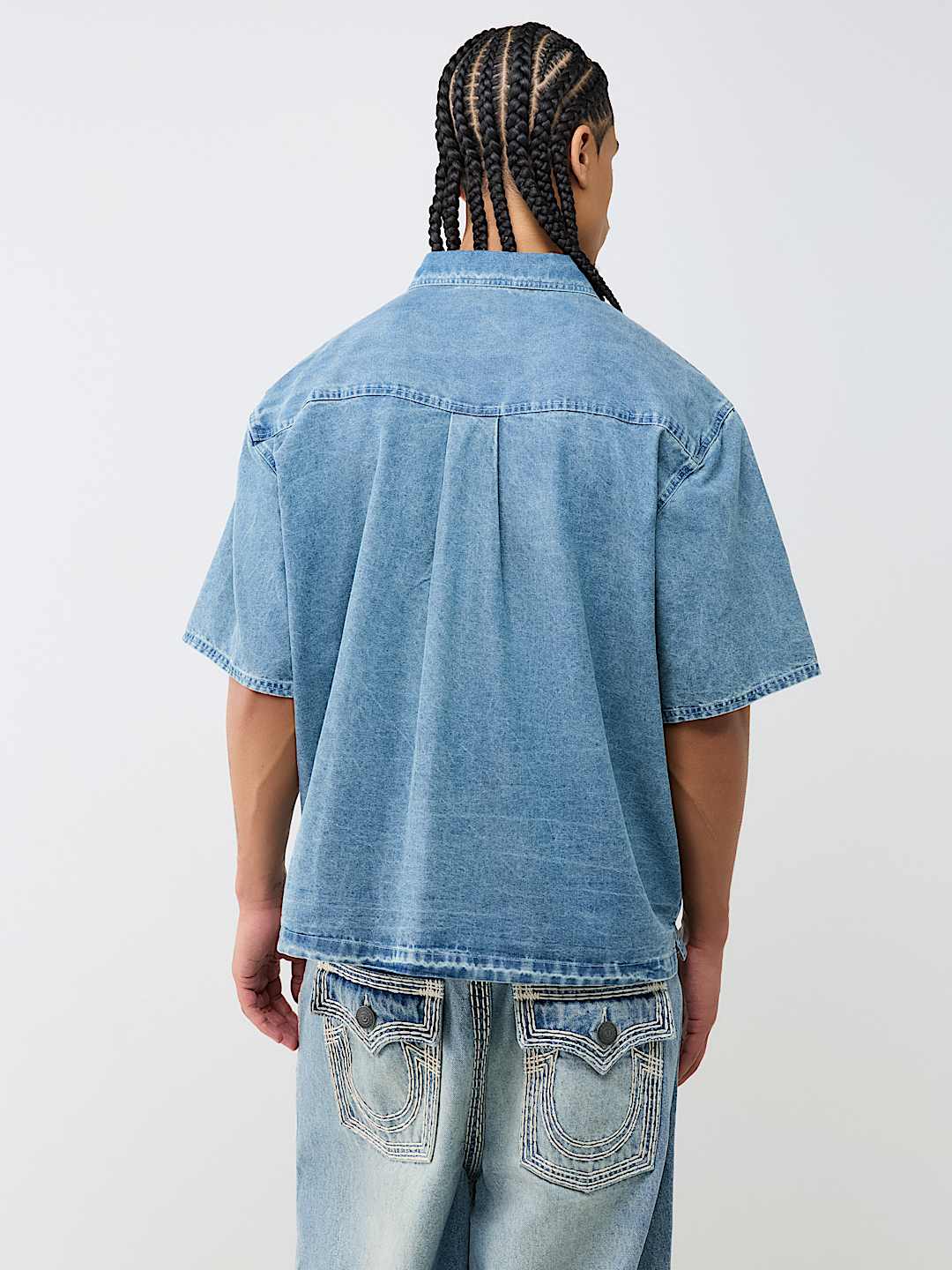DENIM LOGO PATCHWORK SHIRT