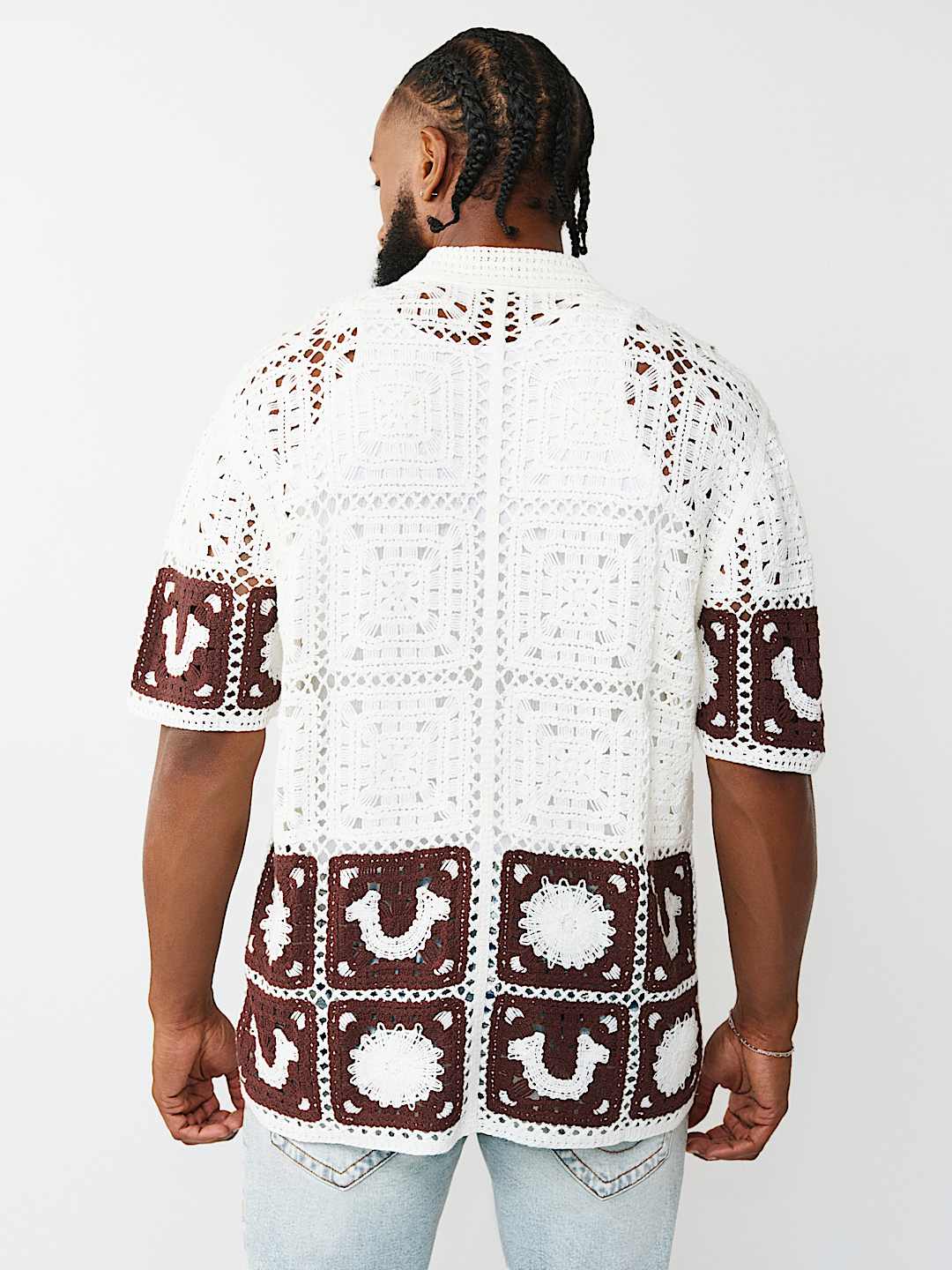LOGO CROCHET KNIT SHIRT