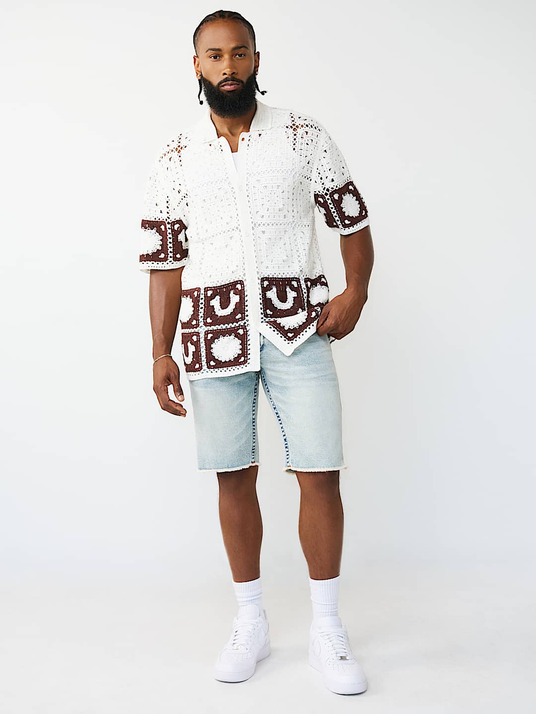 LOGO CROCHET KNIT SHIRT