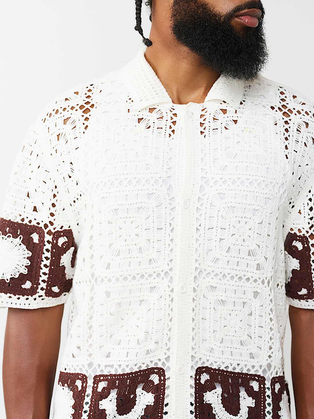 LOGO CROCHET KNIT SHIRT