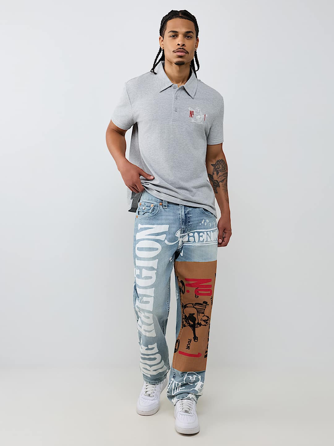 BOBBY PRINT FLAP BAGGY JEAN 32"