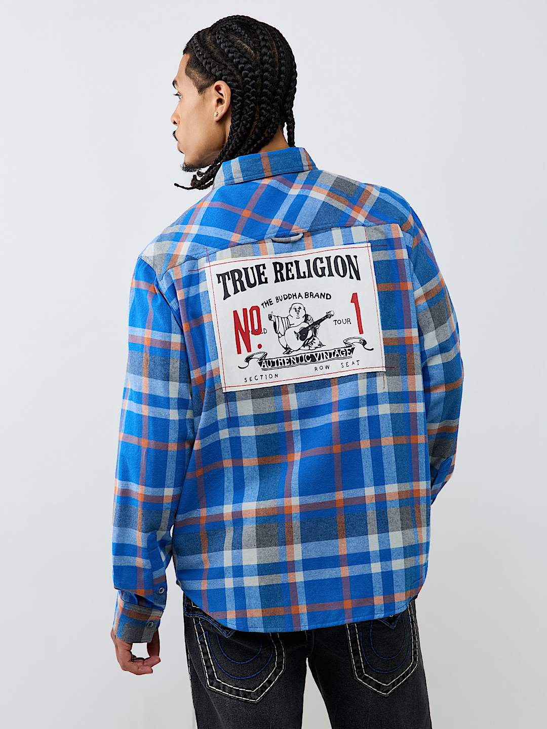 NO. 1 LOGO EMBROIDERED LONG SLEEVE FLANNEL SHIRT