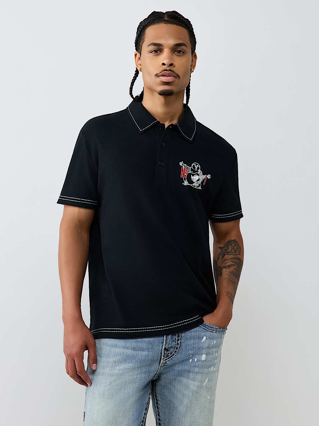 NO. 1 BUDDHA LOGO BIG T POLO SHIRT