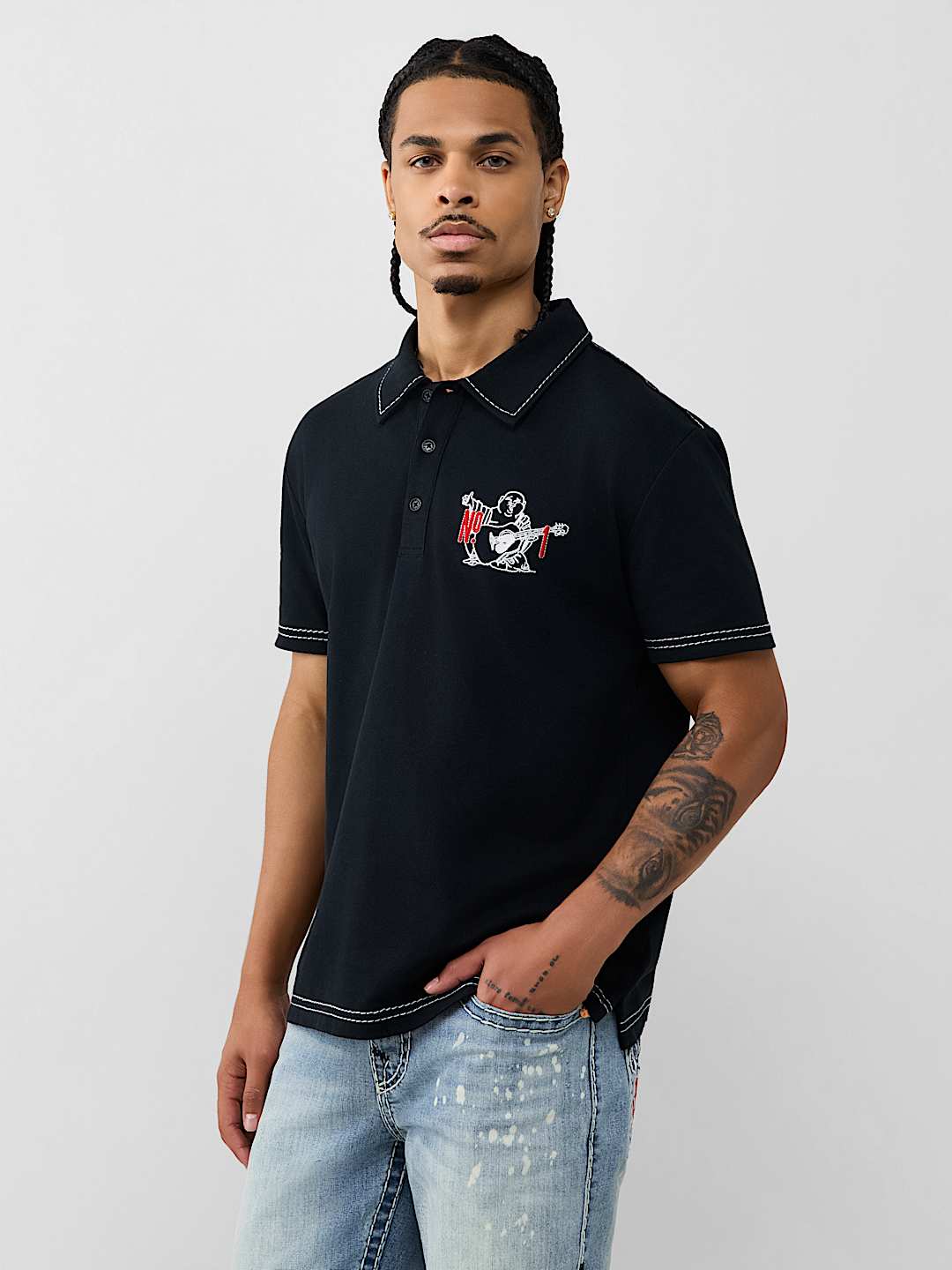 NO. 1 BUDDHA LOGO BIG T POLO SHIRT
