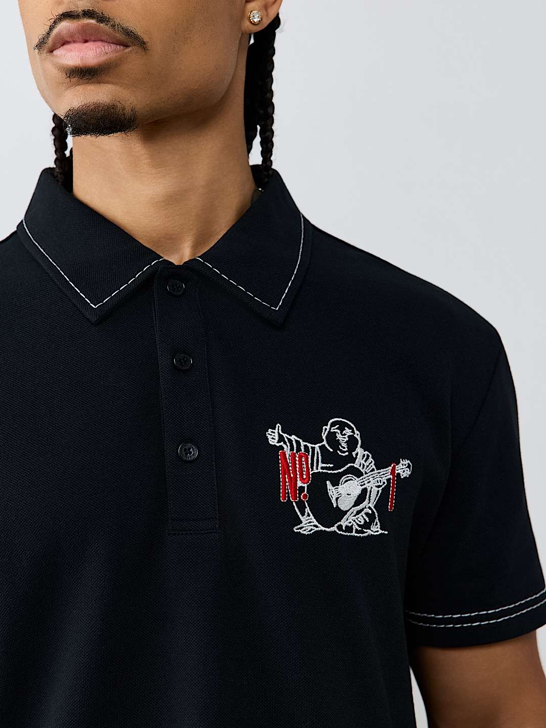 NO. 1 BUDDHA LOGO BIG T POLO SHIRT