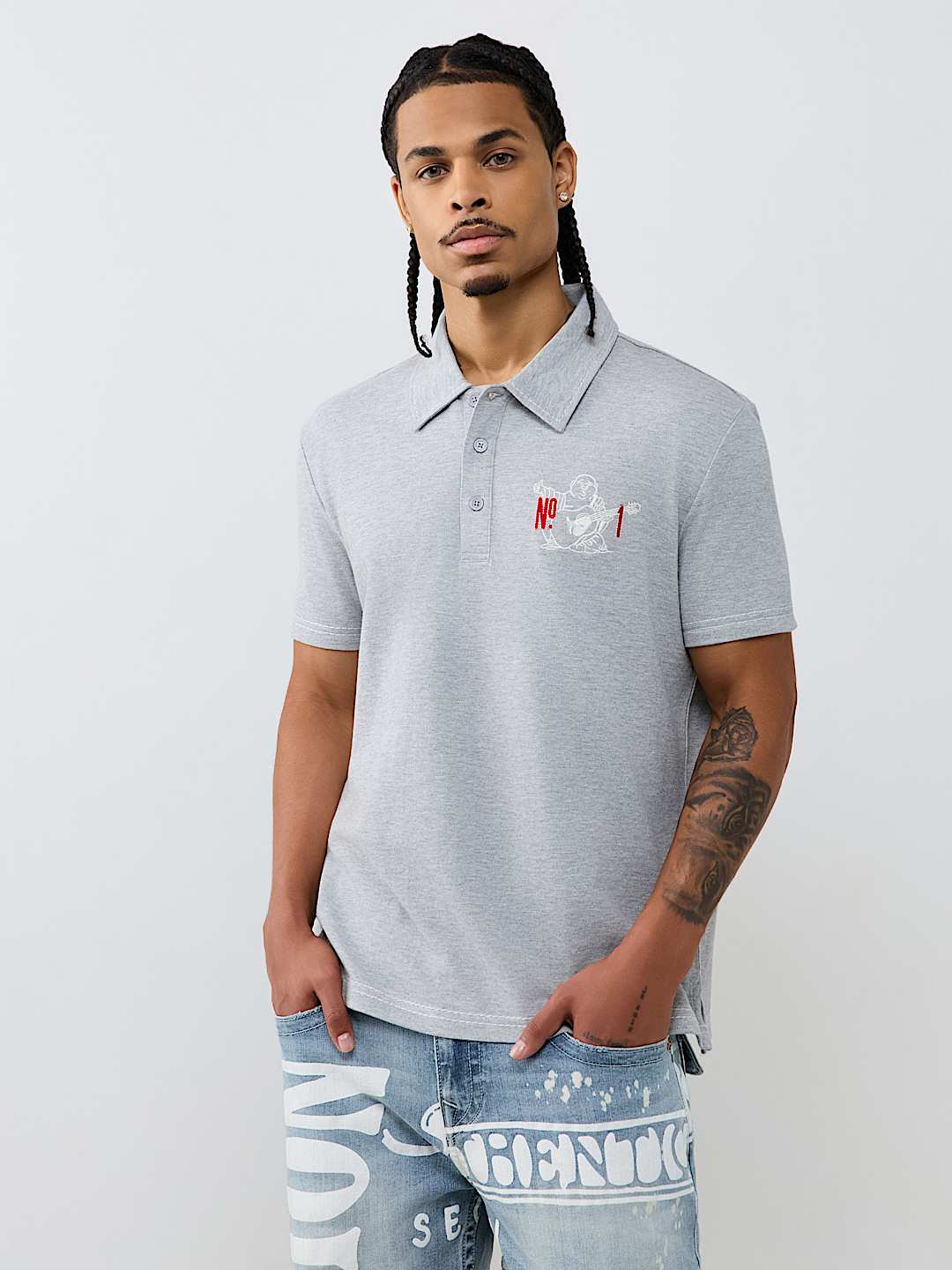 NO. 1 BUDDHA LOGO BIG T POLO SHIRT