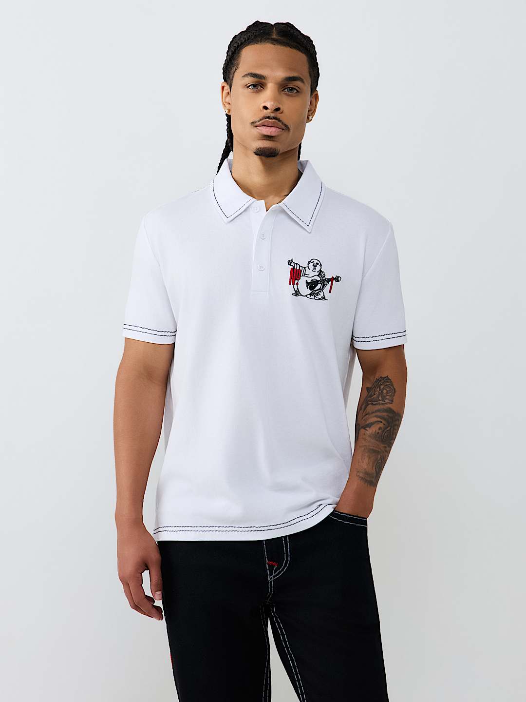 NO. 1 BUDDHA LOGO BIG T POLO SHIRT