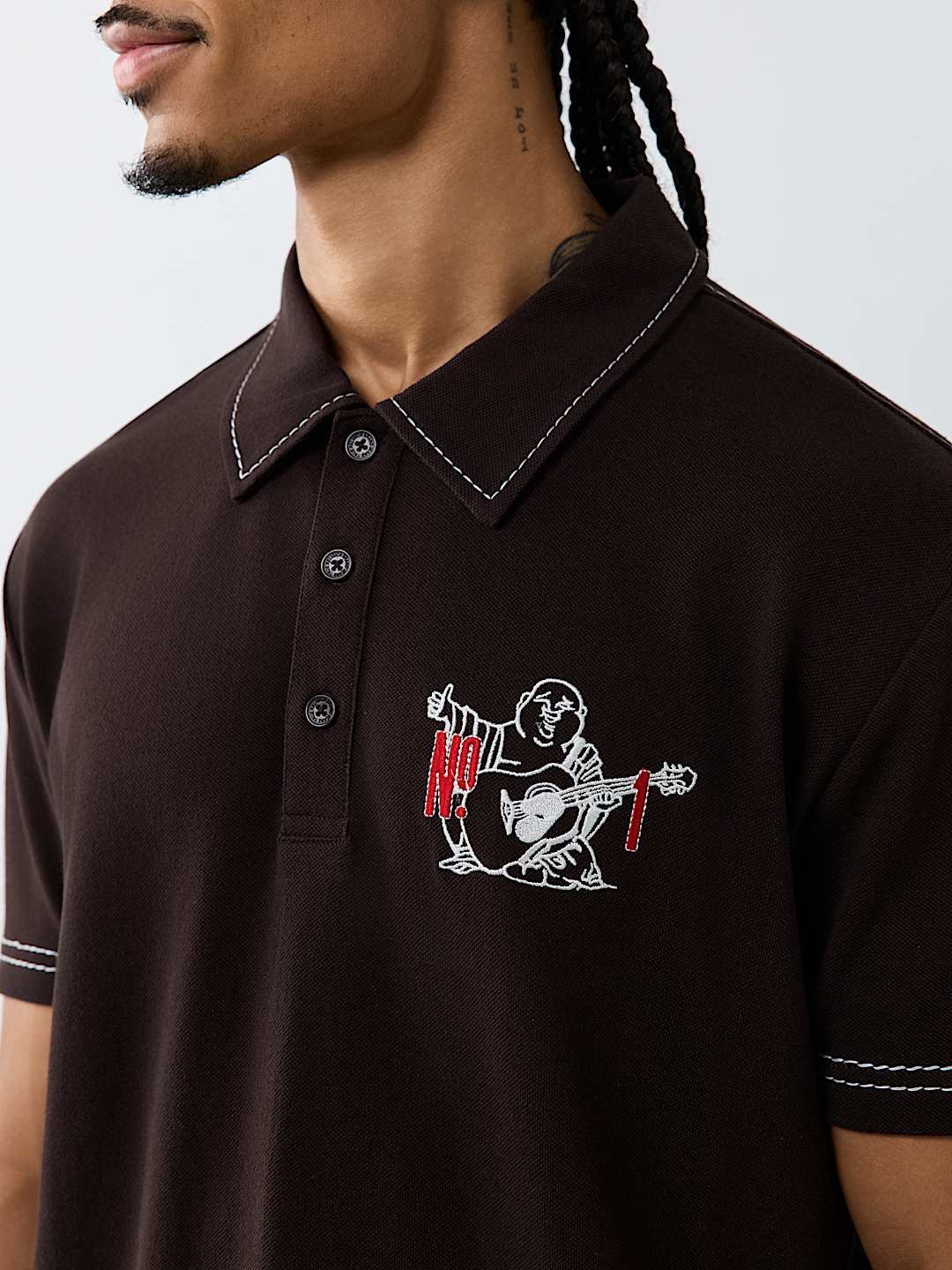 NO. 1 BUDDHA LOGO BIG T POLO SHIRT