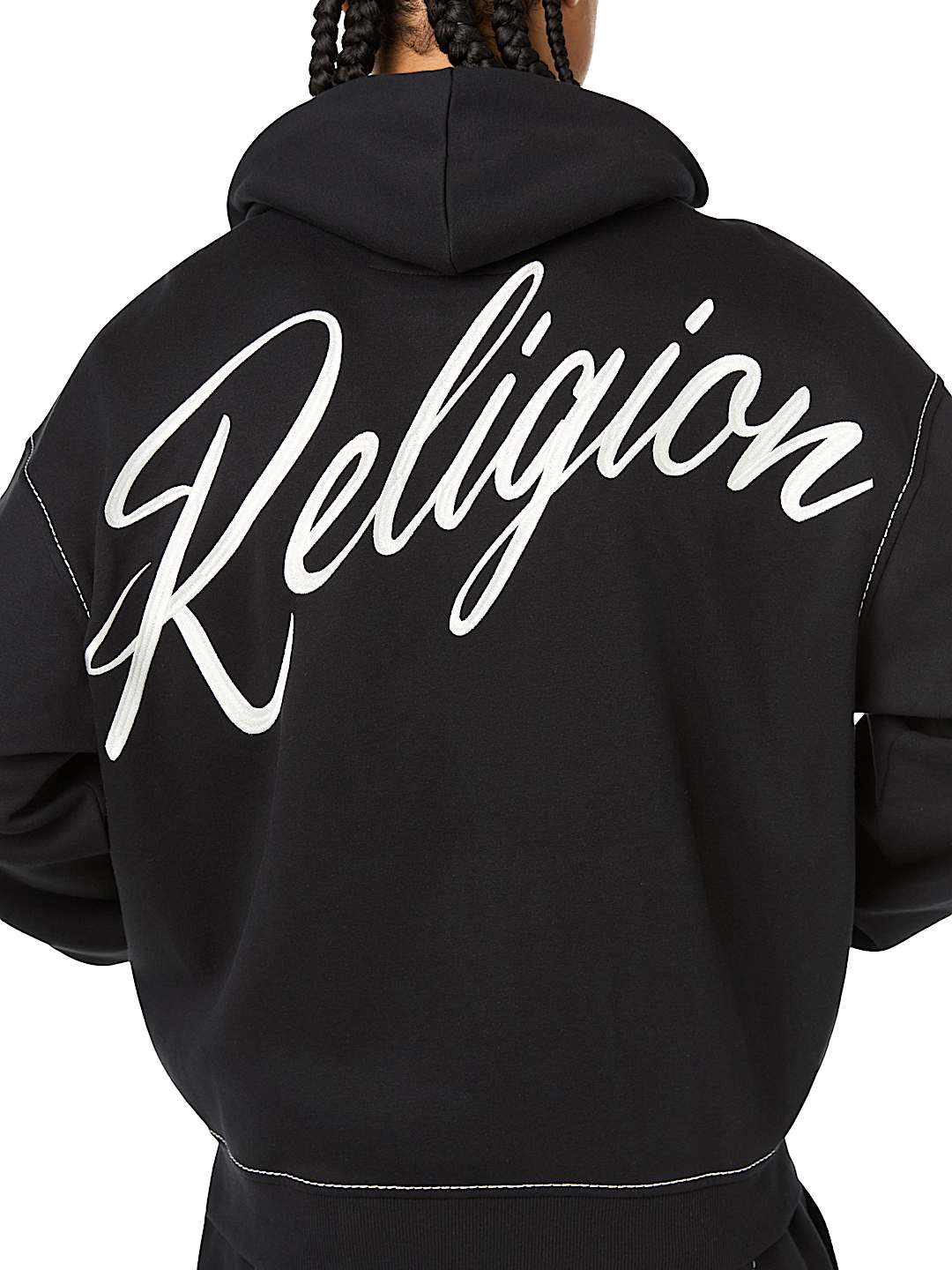 STENCIL LOGO BIG T BOXY ZIP-UP HOODIE