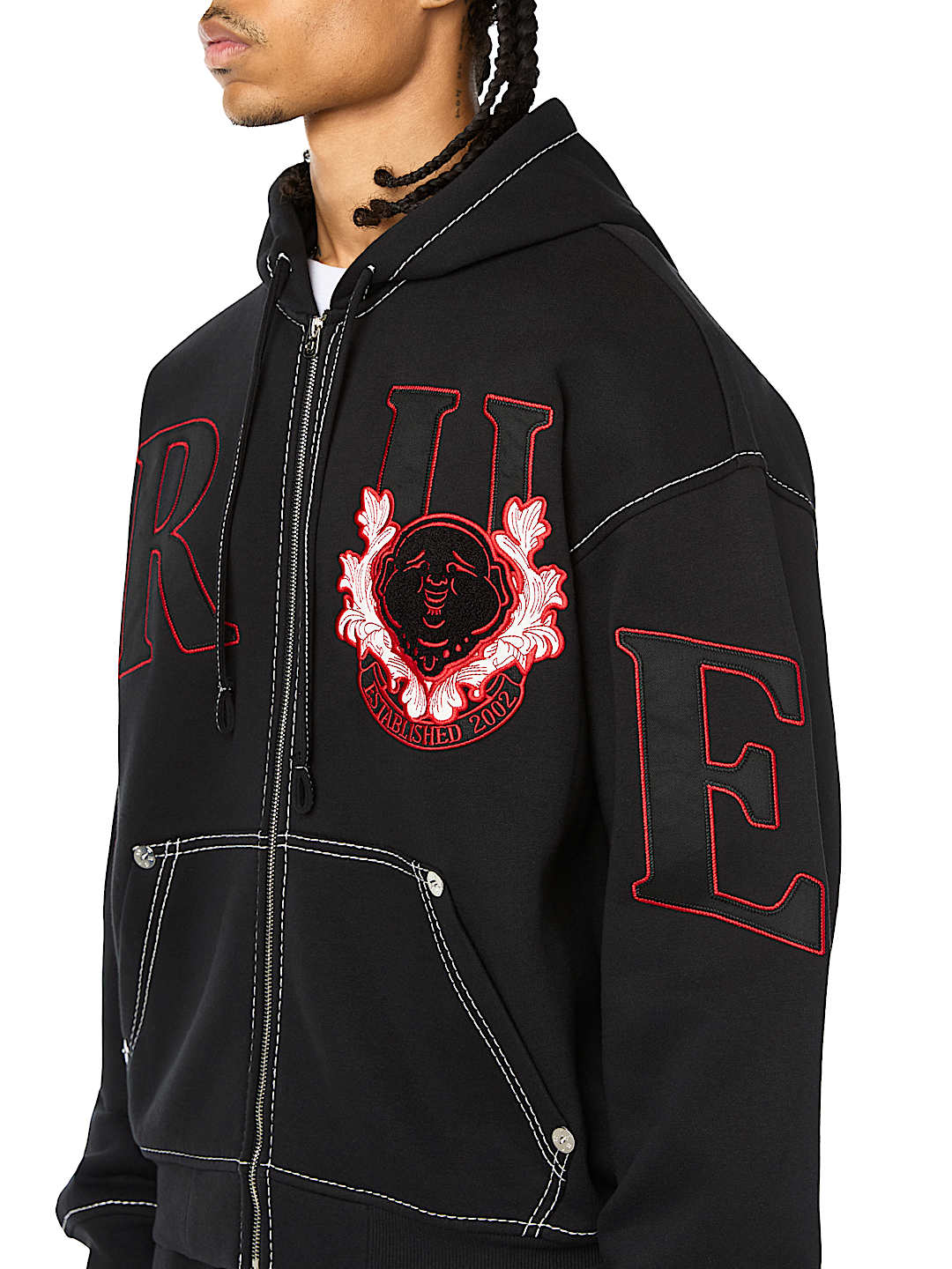 STENCIL LOGO BIG T BOXY ZIP-UP HOODIE