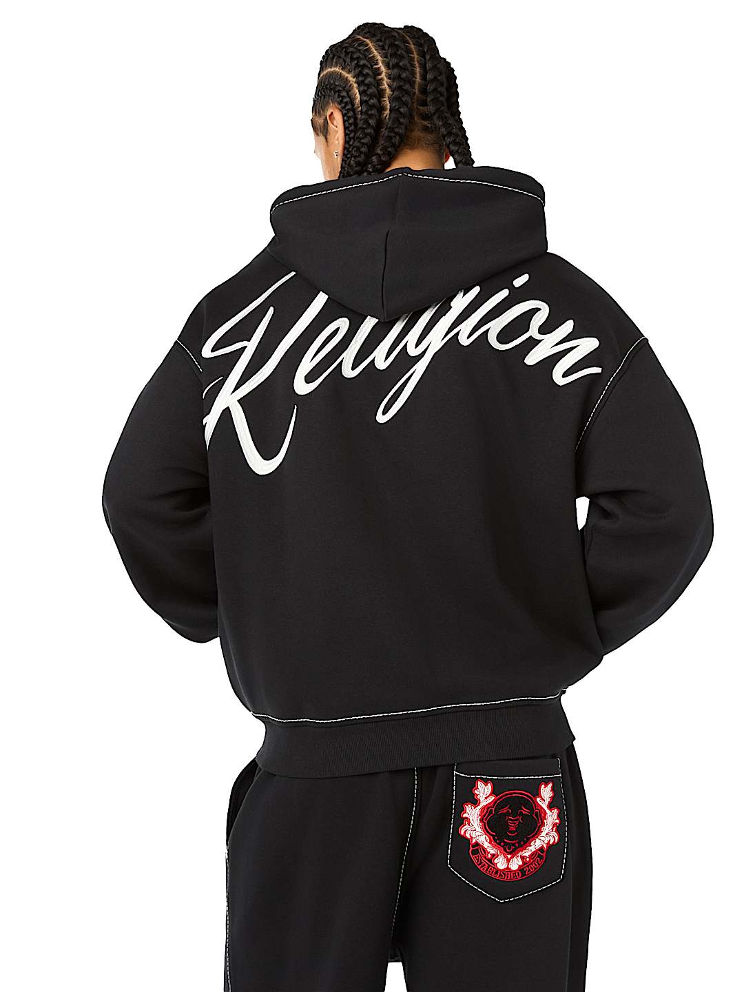 STENCIL LOGO BIG T BOXY ZIP-UP HOODIE
