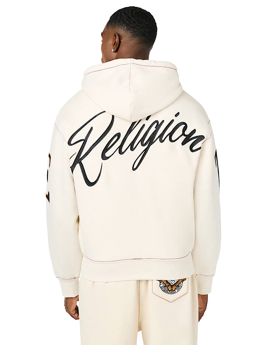 STENCIL LOGO BIG T BOXY ZIP-UP HOODIE