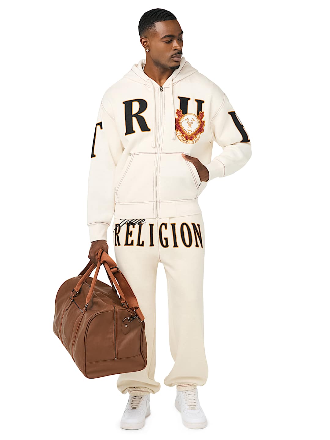 STENCIL LOGO BIG T BOXY ZIP-UP HOODIE