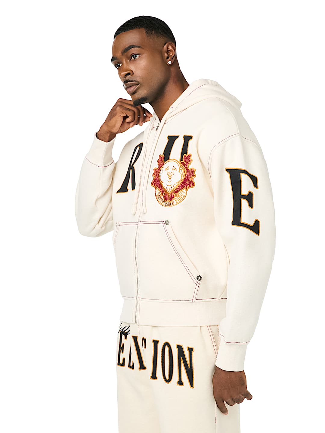 STENCIL LOGO BIG T BOXY ZIP-UP HOODIE