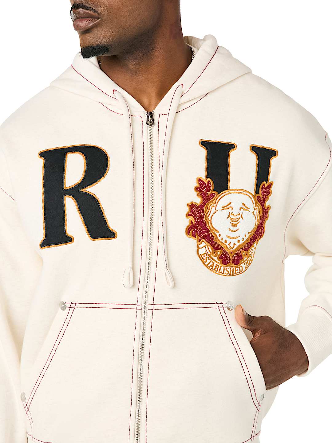 STENCIL LOGO BIG T BOXY ZIP-UP HOODIE