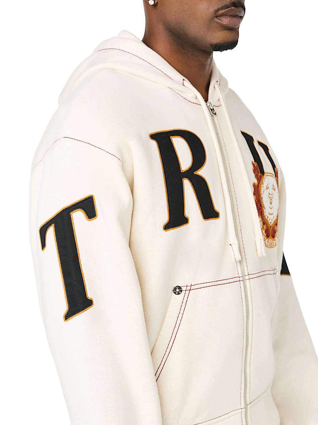 STENCIL LOGO BIG T BOXY ZIP-UP HOODIE