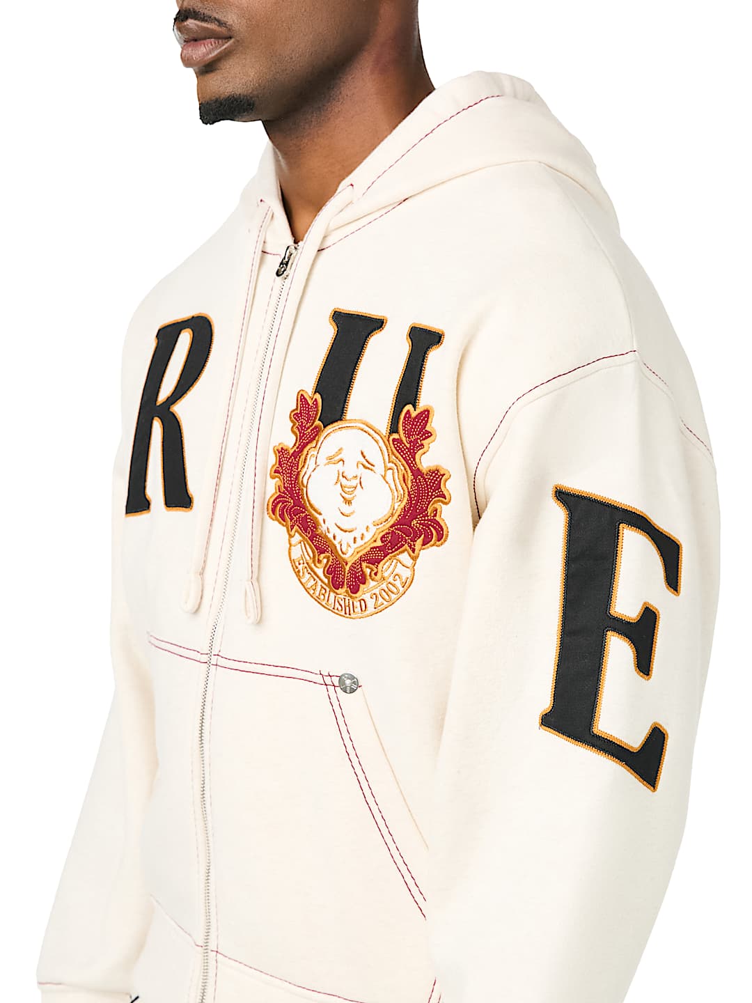 STENCIL LOGO BIG T BOXY ZIP-UP HOODIE
