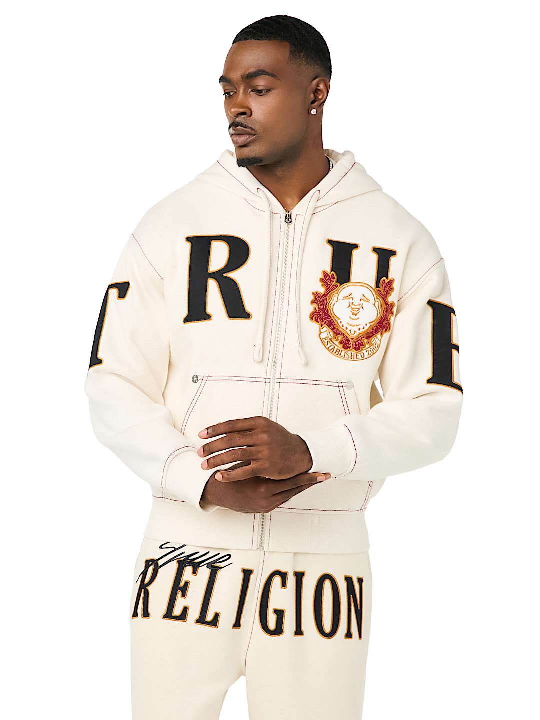 STENCIL LOGO BIG T BOXY ZIP-UP HOODIE