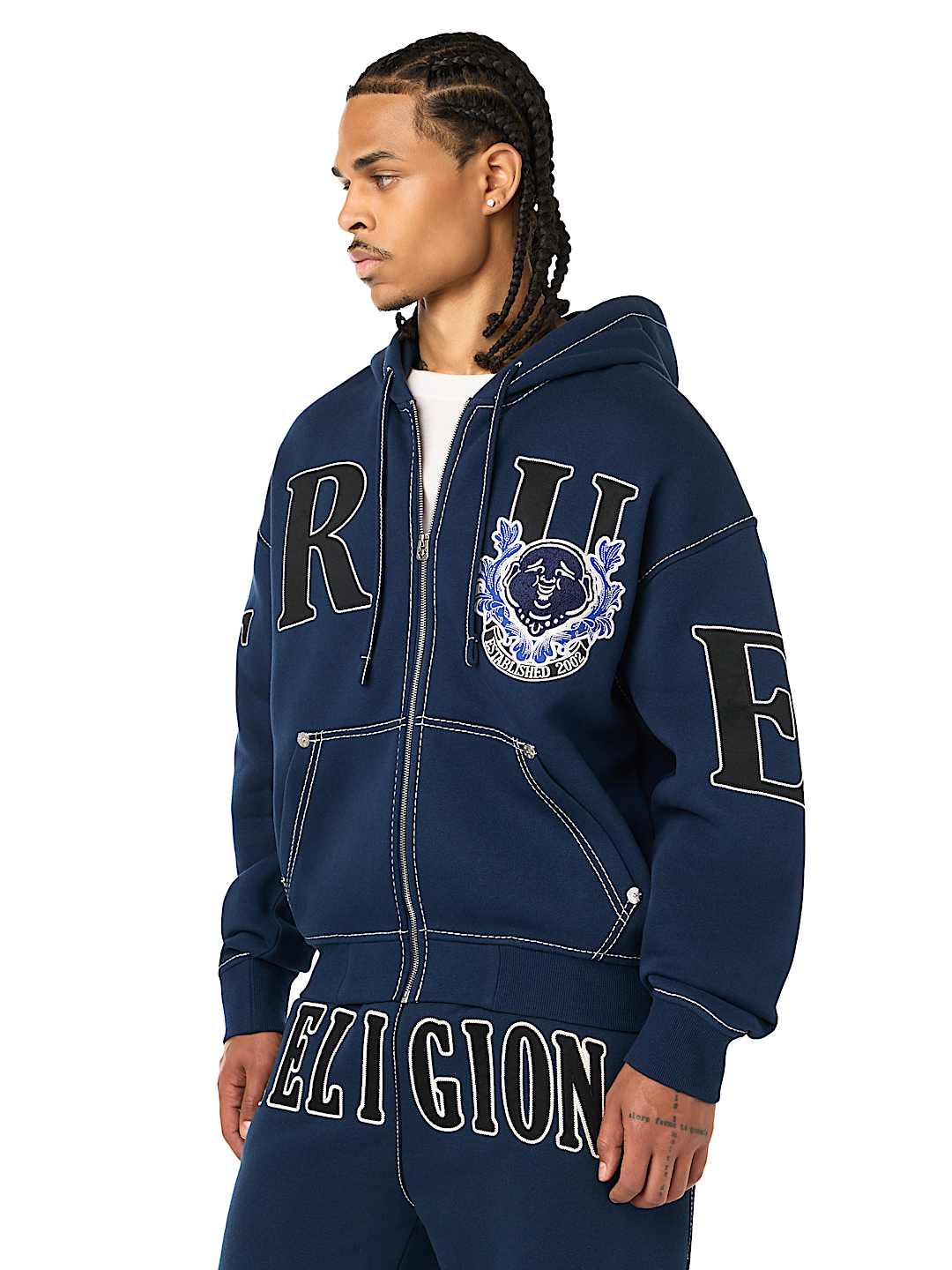 STENCIL LOGO BIG T BOXY ZIP-UP HOODIE