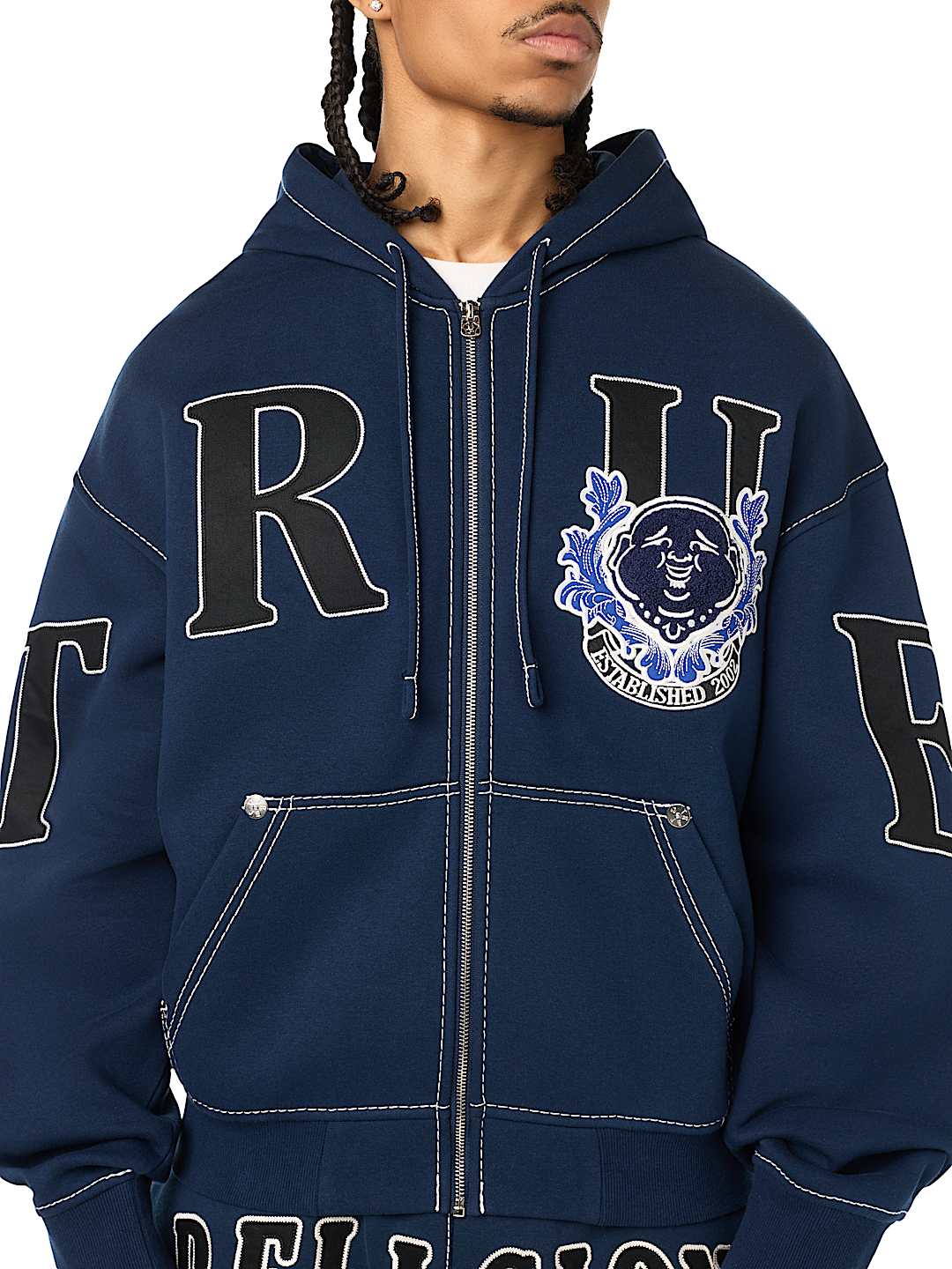 STENCIL LOGO BIG T BOXY ZIP-UP HOODIE