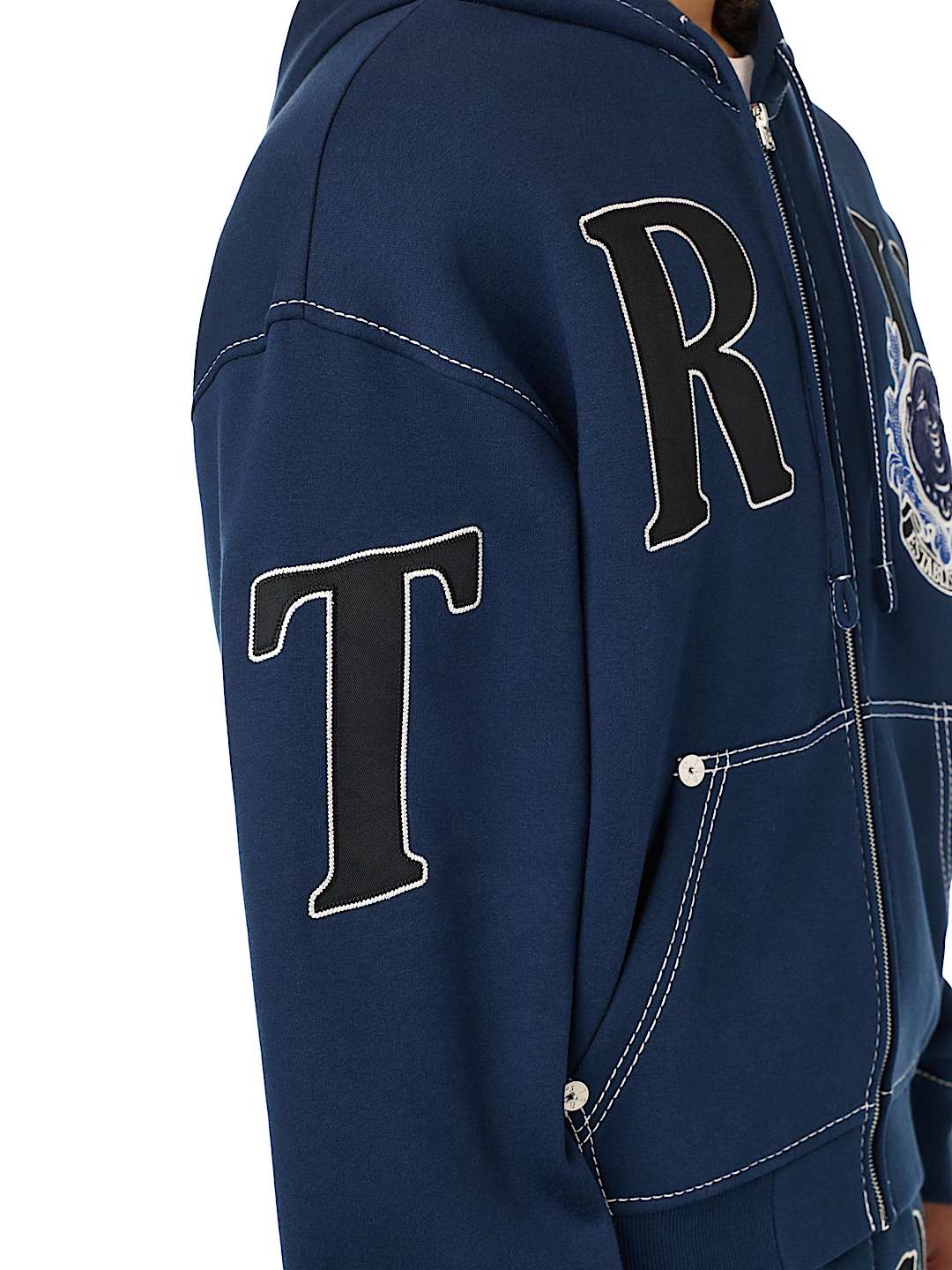 STENCIL LOGO BIG T BOXY ZIP-UP HOODIE