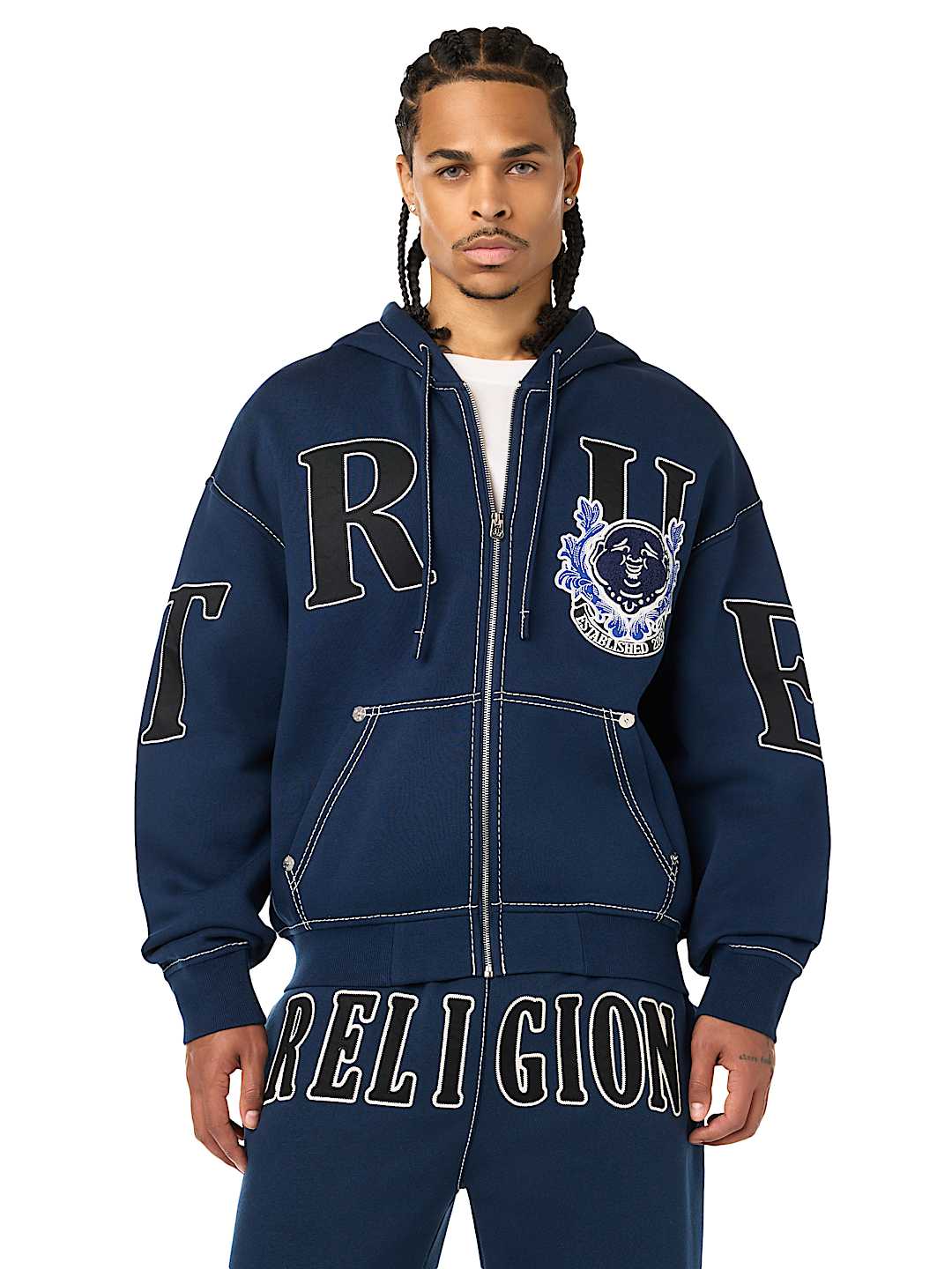 STENCIL LOGO BIG T BOXY ZIP-UP HOODIE
