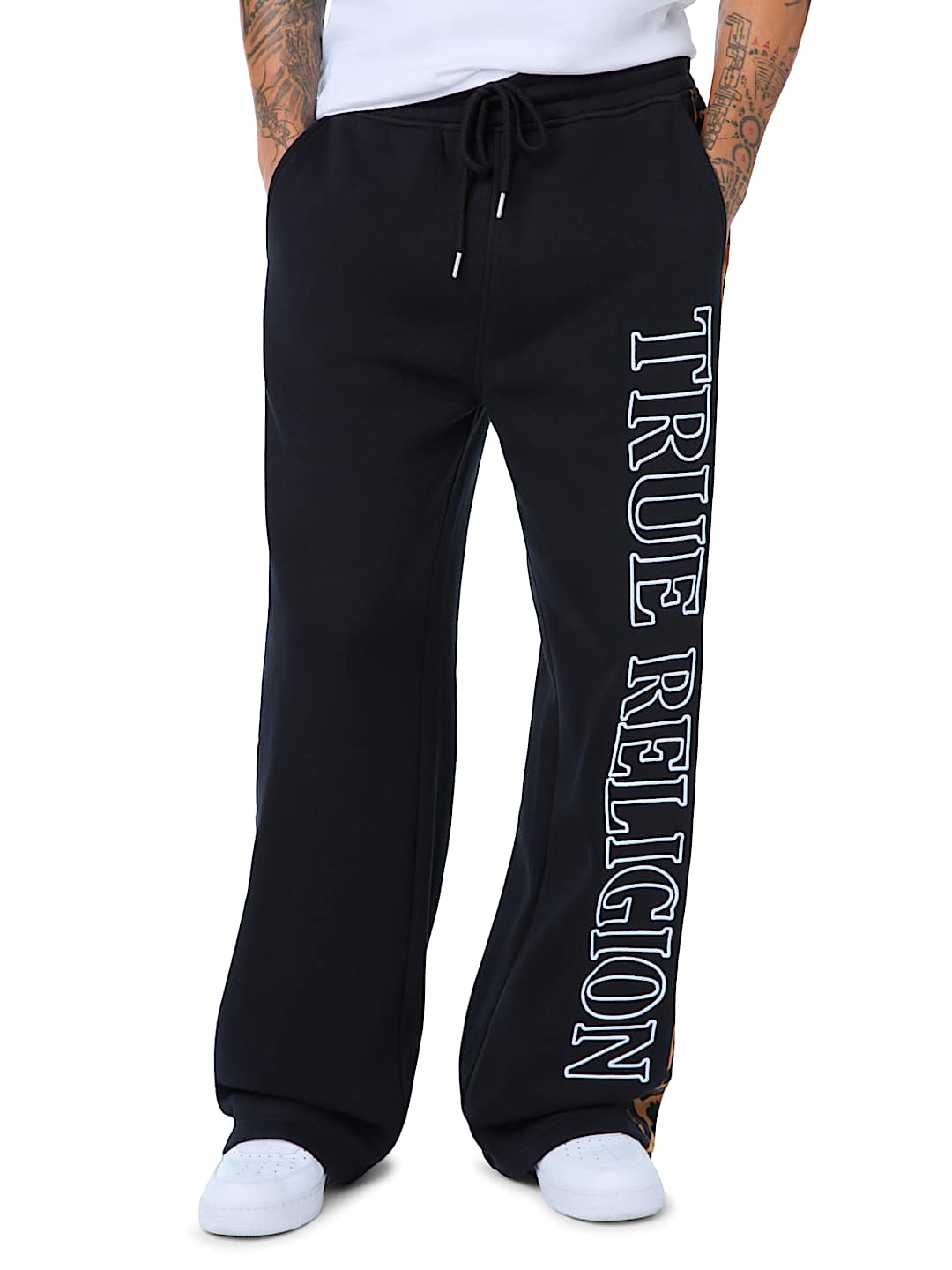 LEOPARD PRINT TAPE BAGGY SWEATPANT