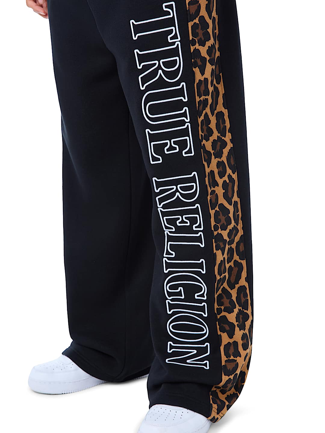 LEOPARD PRINT TAPE BAGGY SWEATPANT