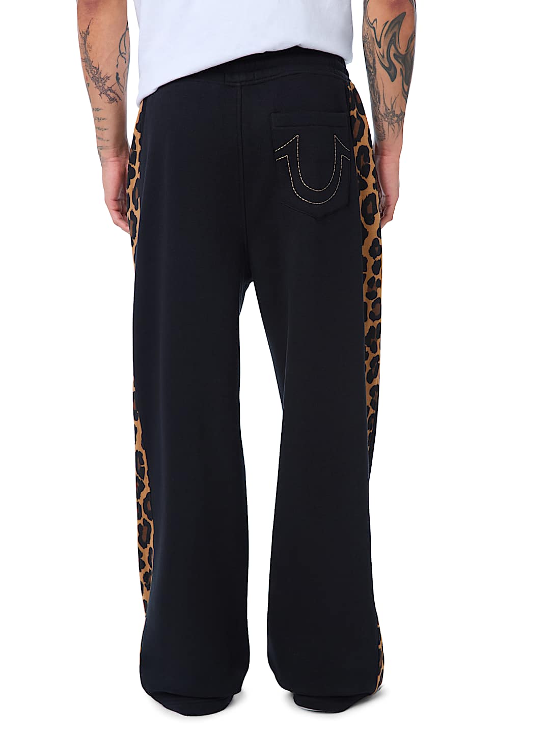LEOPARD PRINT TAPE BAGGY SWEATPANT