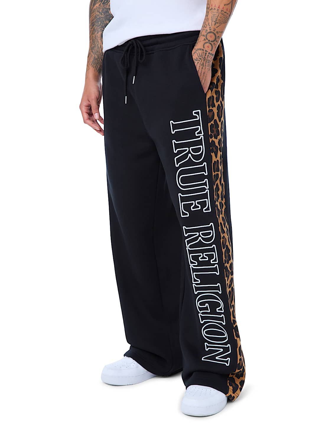 LEOPARD PRINT TAPE BAGGY SWEATPANT