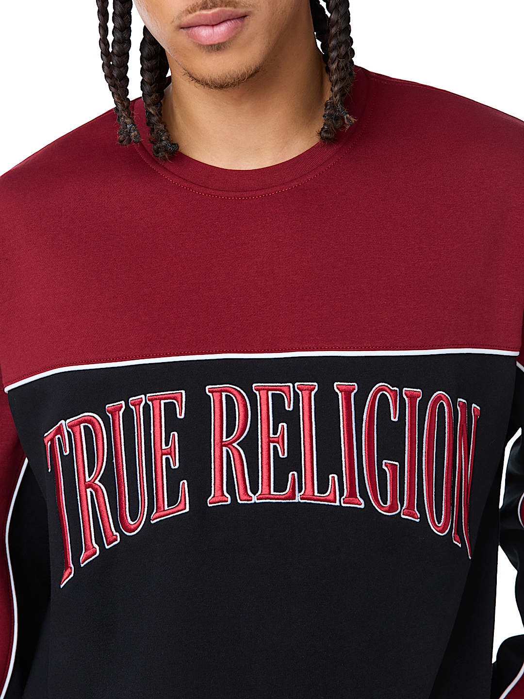 FABRIC BLOCK BOXY CREWNECK SWEATSHIRT