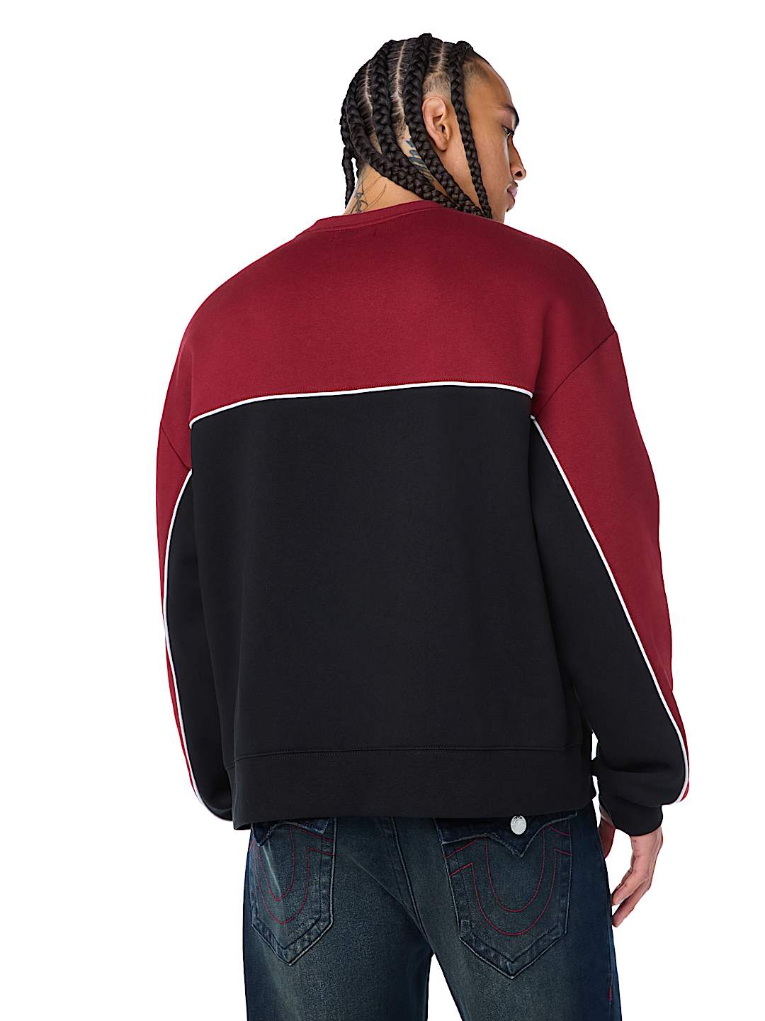FABRIC BLOCK BOXY CREWNECK SWEATSHIRT