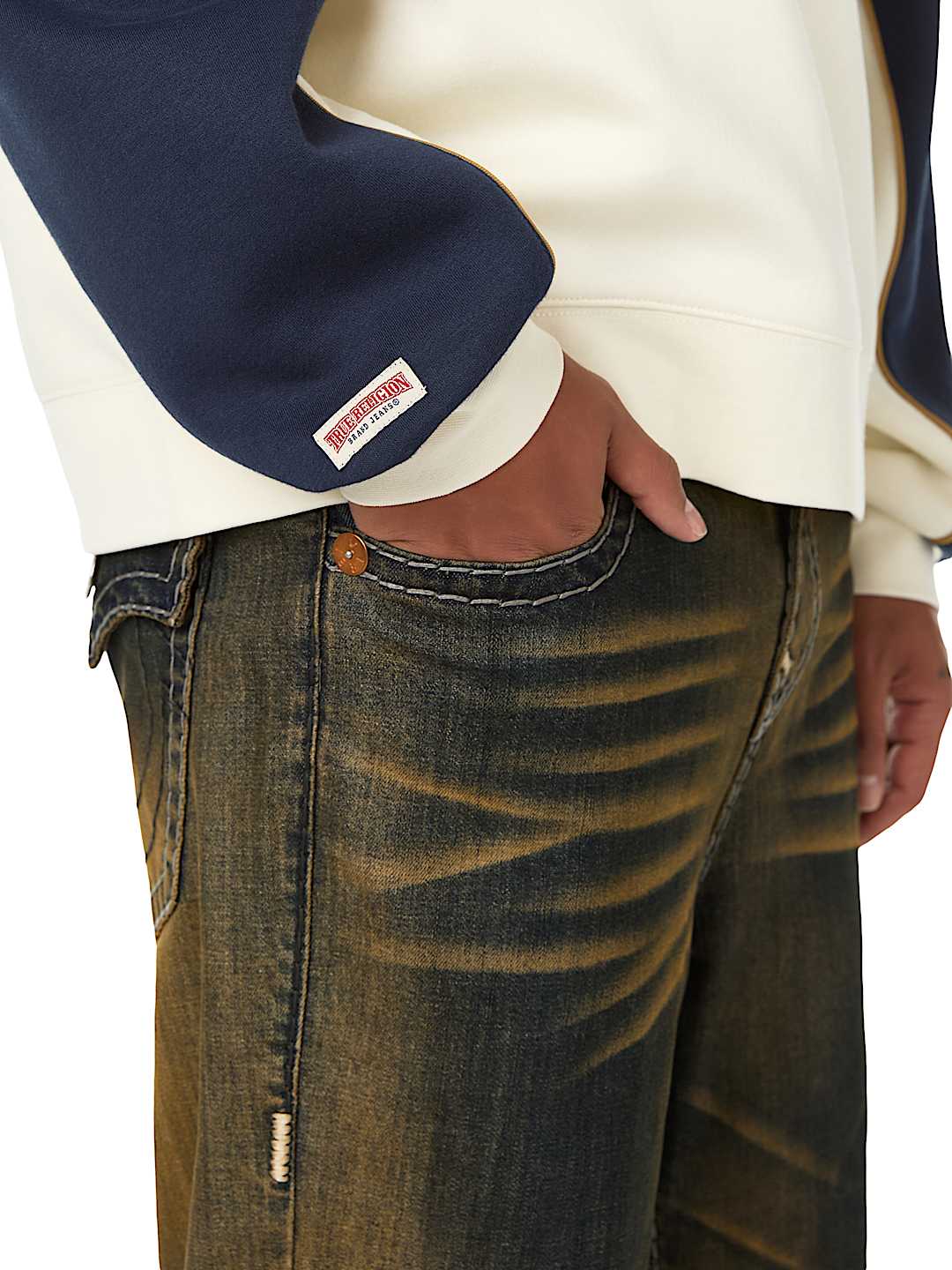 FABRIC BLOCK BOXY CREWNECK SWEATSHIRT