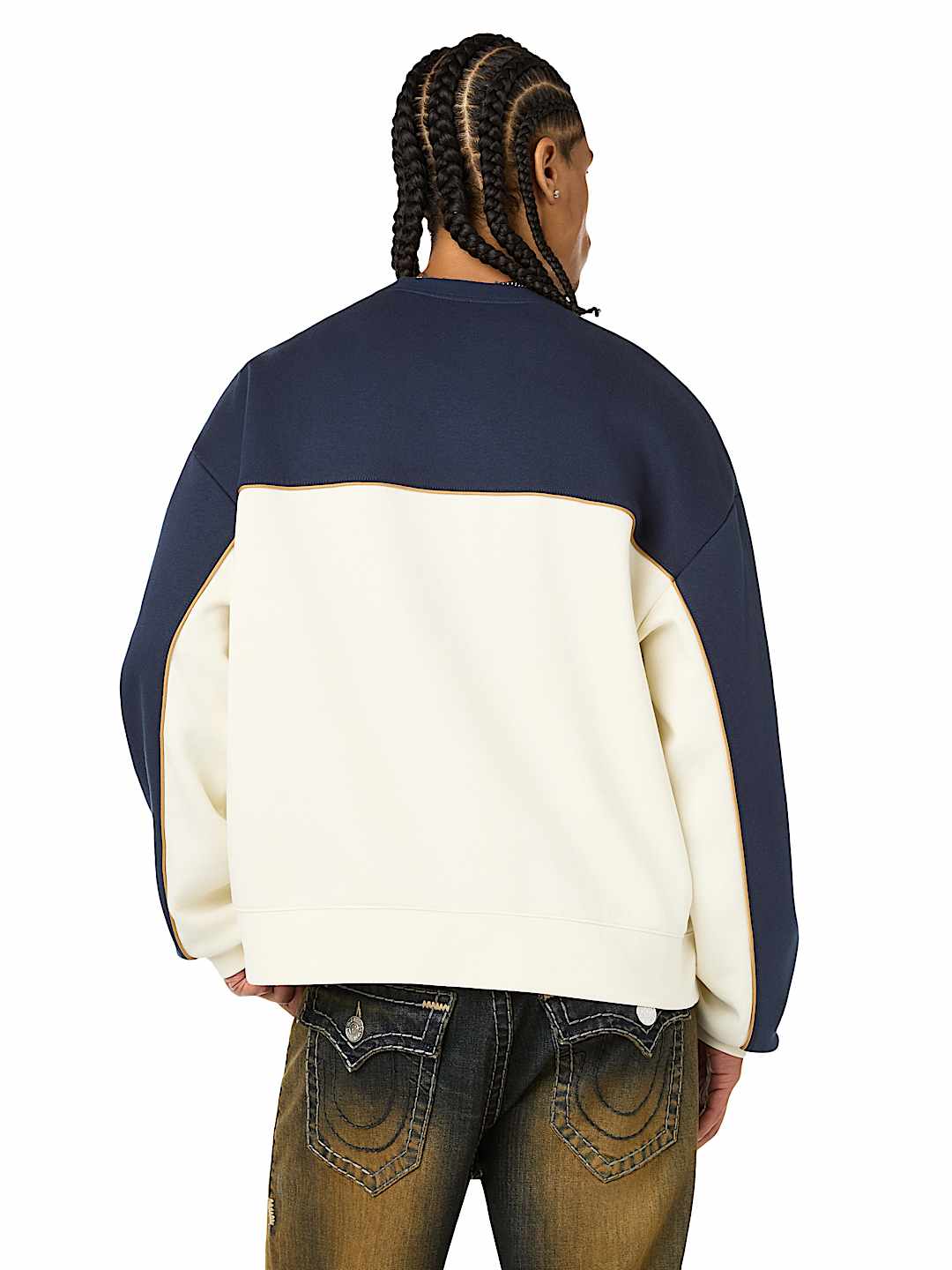 FABRIC BLOCK BOXY CREWNECK SWEATSHIRT