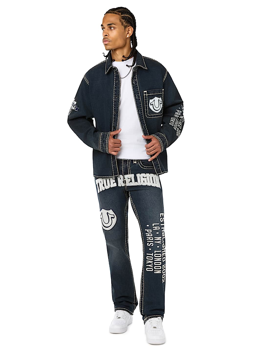 SUPER T DENIM BUTTON-UP LONG SLEEVE SHIRT