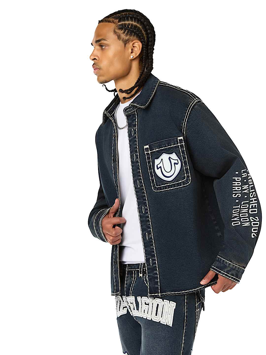 SUPER T DENIM BUTTON-UP LONG SLEEVE SHIRT