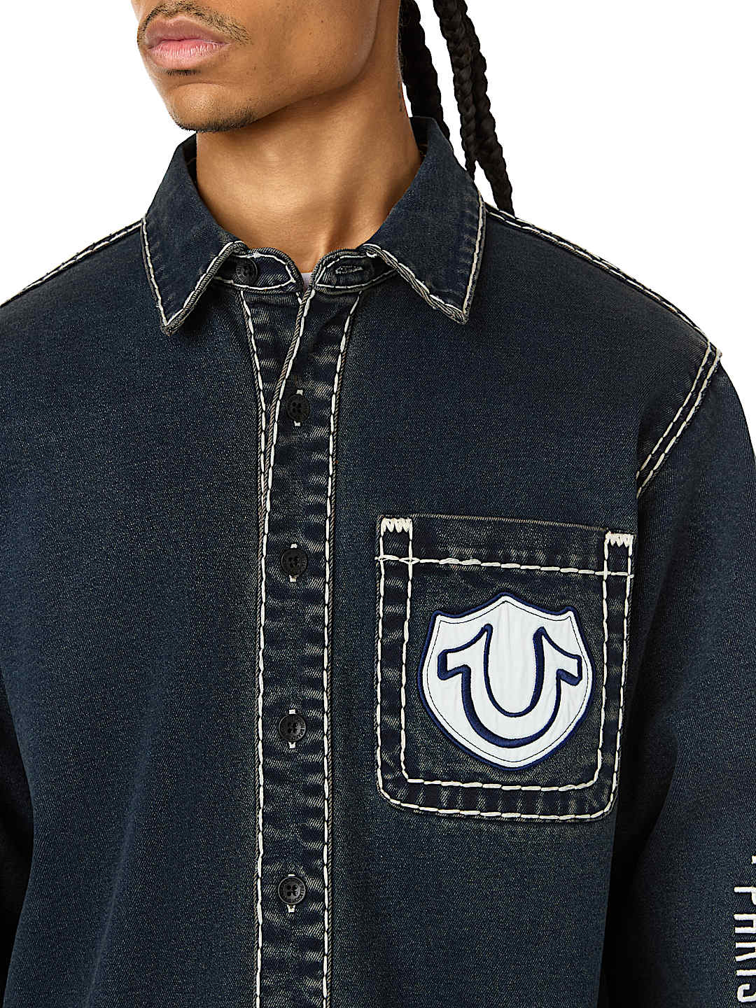 SUPER T DENIM BUTTON-UP LONG SLEEVE SHIRT