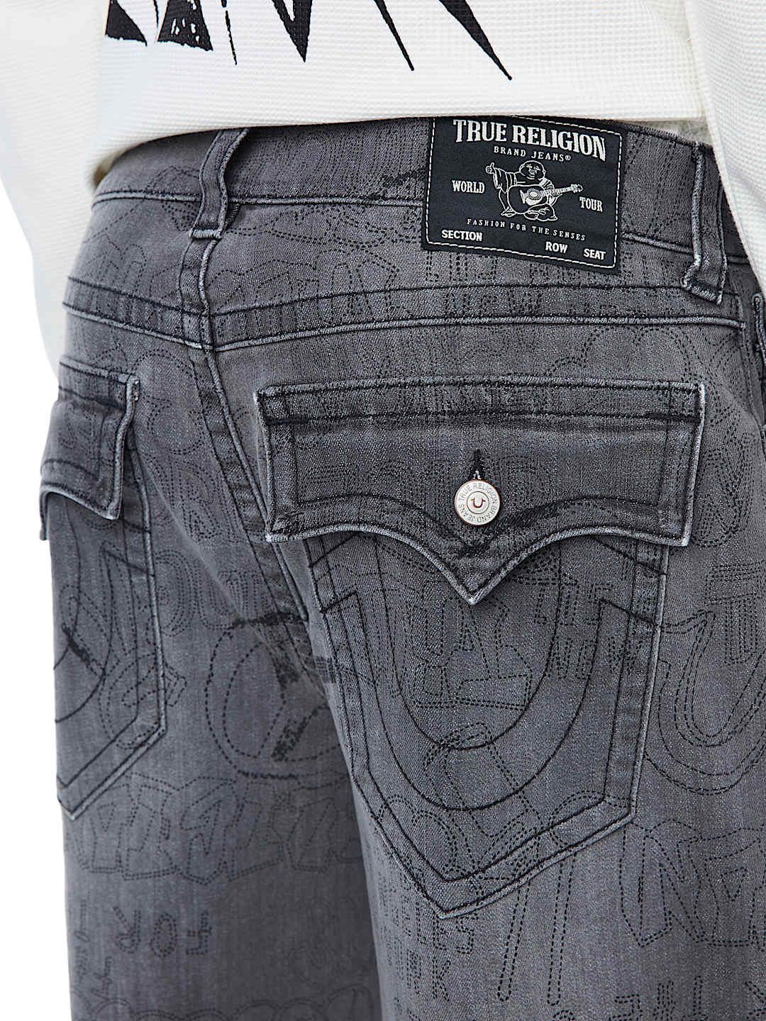 BOBBY ALLOVER EMBROIDERED FLAP BAGGY JEAN